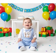 Udoras Tesktil Zoo Zürafa Bir Yaş  Konsept Bebe Mavi Salopet Takım