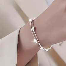 ShellWetr Kadın Bileklik Maysa Kadın Bileklik Gümüş Kaplama Yıldız Boncuk Detaylı Parlak Şık Bileklik