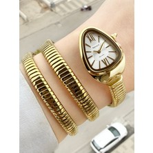 Ferrucci Altın Renk Yılan Model Kadın Kol Saati