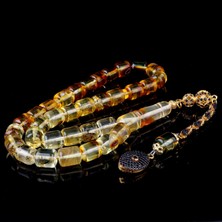 Takı925 Kapsül Kesim Damla Kehribar Tesbih Zirkon Taş Gümüş Püsküllü