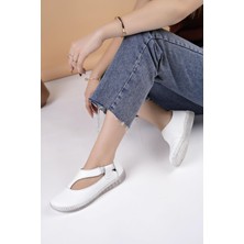 Nesil Shoes Syg P72 Beyaz Hakiki Deri Şeffaf Taban Kadın Ayakkabı