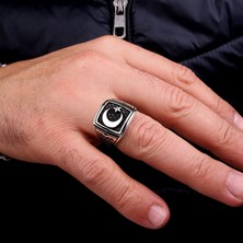 Takı925 925 Ayar Gümüş Ayyıldız Model Erkek Yüzük