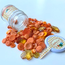 Yumakça Button Jam Kavanozda Karşık Boy ve Modellerde Italyan Aksesuar Düğmesi - Turuncu Karışım