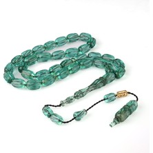 Takı925 Kalem Işlemeli Sistemli Su Yeşili Renk Ateş Kehribar Tesbih