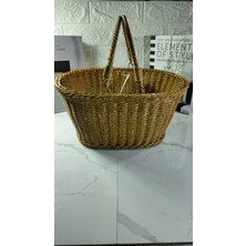 Rattan Kulplu Çok Amaçlı Sepet