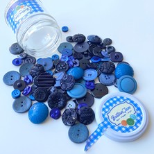 Yumakça Button Jam Kavanozda Karşık Boy ve Modellerde Italyan Aksesuar Düğmesi - Lacivert Karışım