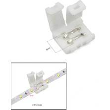 Powerr Led Aydınlatma Tek Renk 8 mm Şerit LED Birleştirme Aparatı Lehimsiz 2 Pin 10 Adet