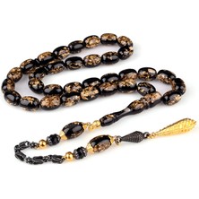 Takı925 Parçalı Hareli Bafon Püsküllü Sıkma Kehribar Tesbih