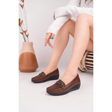 Castle Black 9007 Taba Hakiki Deri Günlük Kadın Ayakkabı