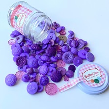 Yumakça Button Jam Kavanozda Karşık Boy ve Modellerde Italyan Aksesuar Düğmesi - Eflatun Karışım