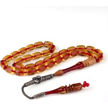 Takı925 Kazaz Püsküllü Özel Işçilikli Kuka Imameli Gümüş Sıkma Kehribar Tesbih