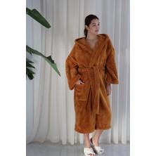 Wellsoft Peluş Ekstra Yumuşak Cep Detaylı  Kapüşonlu Uzun Sabahlık