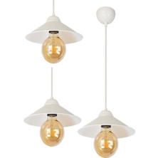 UltraNova Beyaz Plastik Avize, 3'lü Sarkıt Seti, Modern Aydınlatma, Şık Tasarım