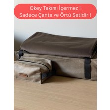 Mady Aksesuar Okey Takım Çantası Koyu Kahverengi ve Oyun Masa Örtüsü 2 Si Birlikte Takım