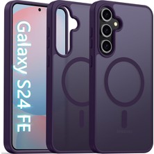 Kip GSM Samsung Galaxy S24 Fe Uyumlu Kılıf Magsafe Şarj Destekli Yumuşak Kenarlı Arka Yüzeyi Mat Kapak