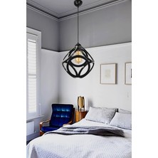 Feyza Design Modern Çember ve Küp Tasarımlı Tekli Metal Sarkıt Avize