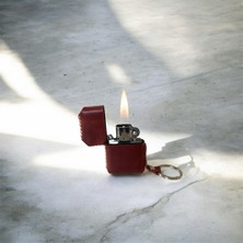 STR El Yapım Deri Zippo Benzinli Çakmak Anahtarlık