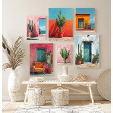 Koi Art Design Kaktüs Temalı 6 Parçalı Yüksek Kalite Uv Baskılı Tablo Seti
