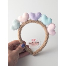 Sweet Twins Accessories Renkli Kalpli Peluş Kahverengi Taç