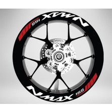 Nmax 155 Yazılı Beyaz Kırmızı Jant Sticker Etiket Modeli