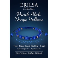 Erilsa Sertifikalı Panik Atak Denge Halkası – Mavi Topaz Doğal Taş 8 mm Enerji Bilekliği Ayarlanabilir
