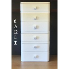 6’lı Çekmeceli Çok Amaçlı Düzenleyici, Beyaz Ofis ve Makyaj Organizer