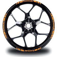 Kawasakı Yazılı Kısa Dış Şerit 16'lı Tek Renk Jant Sticker Modeli