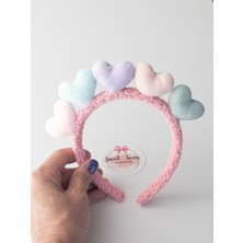 Sweet Twins Accessories Renkli Kalpli Peluş Pembe Taç Hediye Çocuk Tacı