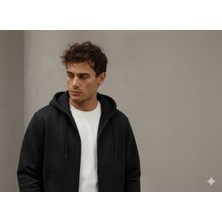 Atk Giyim Comfort Fit Şardonlu Fermuarlı Kalın Kışlık Erkek Sweat Hırka