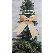 Asöy Yılbaşı Eva Gold Fiyonk Kurdele 24X26 cm Parlak Simli Yılbaşı Temalı Çam Ağacı Süsü Ağaç Dekoru