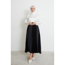 RFK Butik Kadın Piliseli Tesettür Etek - Siyah