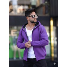 Atk Giyim Comfort Fit Şardonlu Fermuarlı Kalın Kışlık Erkek Sweat Hırka