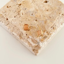 Vesce Atelier Kalsedon Mini Kare Doğal Taş Küpe