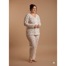 İnspira Büyük Beden Battal Pijama Takımı Desenli Uzun Kol Kışlık Kumaş Pamuklu
