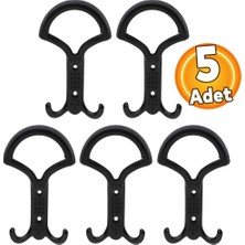 Mudopazar (5 Adet) Noktalı Siyah Metal Portmanto Vestiyer Duvar Askısı Dolap Elbise Askılığı