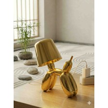 Mik Store Gold Balon Köpek Tasarımlı Şarjlı Masa Lambası - 3 Farklı Işık Modu