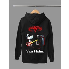 Magors Eddy Van Halen  Baskılı Pamuklu Uzun Kollu Şardonlu 3 Iplik Kapşonlu Rock Sweatshırt