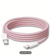 Mobil Go Iphone 15-16-17 Pro Max Plus Uyumlu Type-C Hasır Yeni Nesil Hızlı Şarj Kablosu Pembe