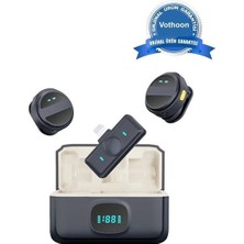 Mepura 2 Adet Profesyonel Kablosuz Yaka Mikrofonu Lighting Uyumlu Manyetik Klipsli