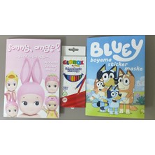 Ada Çanta Kırtasiye 2 Adet Stickerli Boyama Kitabı ve 12'li Kuru Boya Kalemi (Sonny Angel/ Bluey) AD600405
