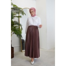 RFK Butik Kadın Piliseli Tesettür Etek - Kahverengi