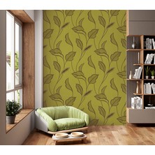 Teodora Fıstık Yeşili Yaprak Desen Ucuz Duvar Kağıdı 763546
