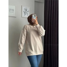 RFK Butik Kadın Polo Yaka Çizgili Gömlek Detaylı Tunik - Bej