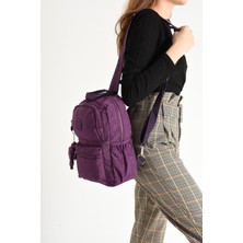 571 Collections Çanta Unisex Su Geçirmez Çok Gözlü Mor Renk Çapraz Askılı Göğüs ve Sırt Çantası