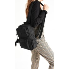 571 Collections Çanta Unisex Su Geçirmez Çok Gözlü Siyah Renk Çapraz Askılı Göğüs ve Sırt Çantası