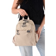 Sanmorris Unisex Suya Dayanıklı Krem Rengi Çok Gözlü Sırt Çantası