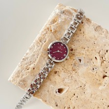 Vesce Atelier Dourado Gümüş Saat Bordo