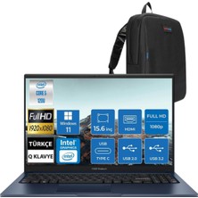 Asus Vivobook 15 X1504VA Intel Core 5 12GB Ram 512GB SSD WINDOWS11 Pro Fullhd  15.6" Taşınabilir Bilgisayar & Cimete Çanta