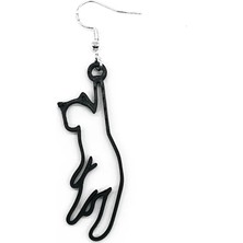 ADA 3D Sarkan Kedi Silüeti Küpe Çifti - Oyunbaz Mizah Temalı Minimalist Kedi Aksesuarı