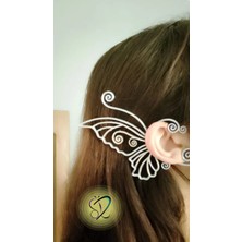 ADA 3D Gümüş/altın Renkli Kelebek Kanadı Tasarım Peri Temalı Hafif Kıkırdak Earcuff Küpe